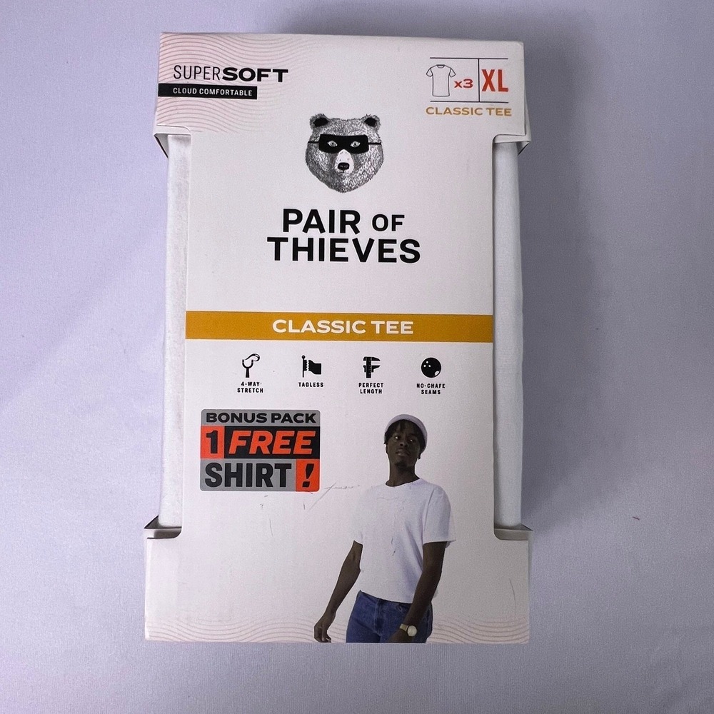 Pair of Thieves XL White Undershirt 3 Pack Classic Crewneck Cotton Modal Tee